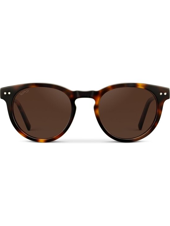Women\'s Brown Tortoise /Dark Brown Lens Round Polarized Retro Classic Sunglasses main image 4